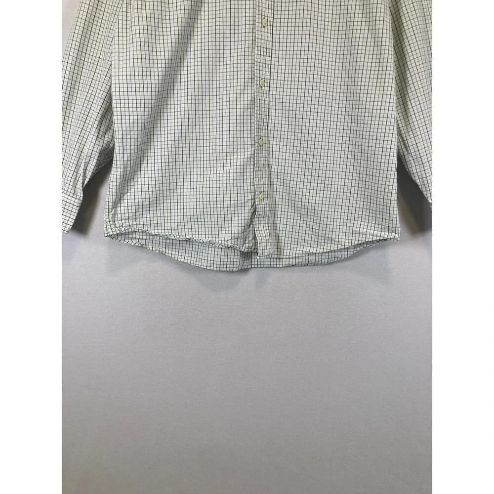 Preppy Banana Republic Mens XL Wht Green Blue Tattersall Check Button Down Shirt